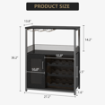 thumbnail image 2 of Wine Bar Rack Cabinet, Adjustable Shelves Coffee Bar Cabinet with Mesh Door and Baffle Design, Small Liquor Bar Cabinet for Home, Kitchen, Dinning Room, 2 of 7