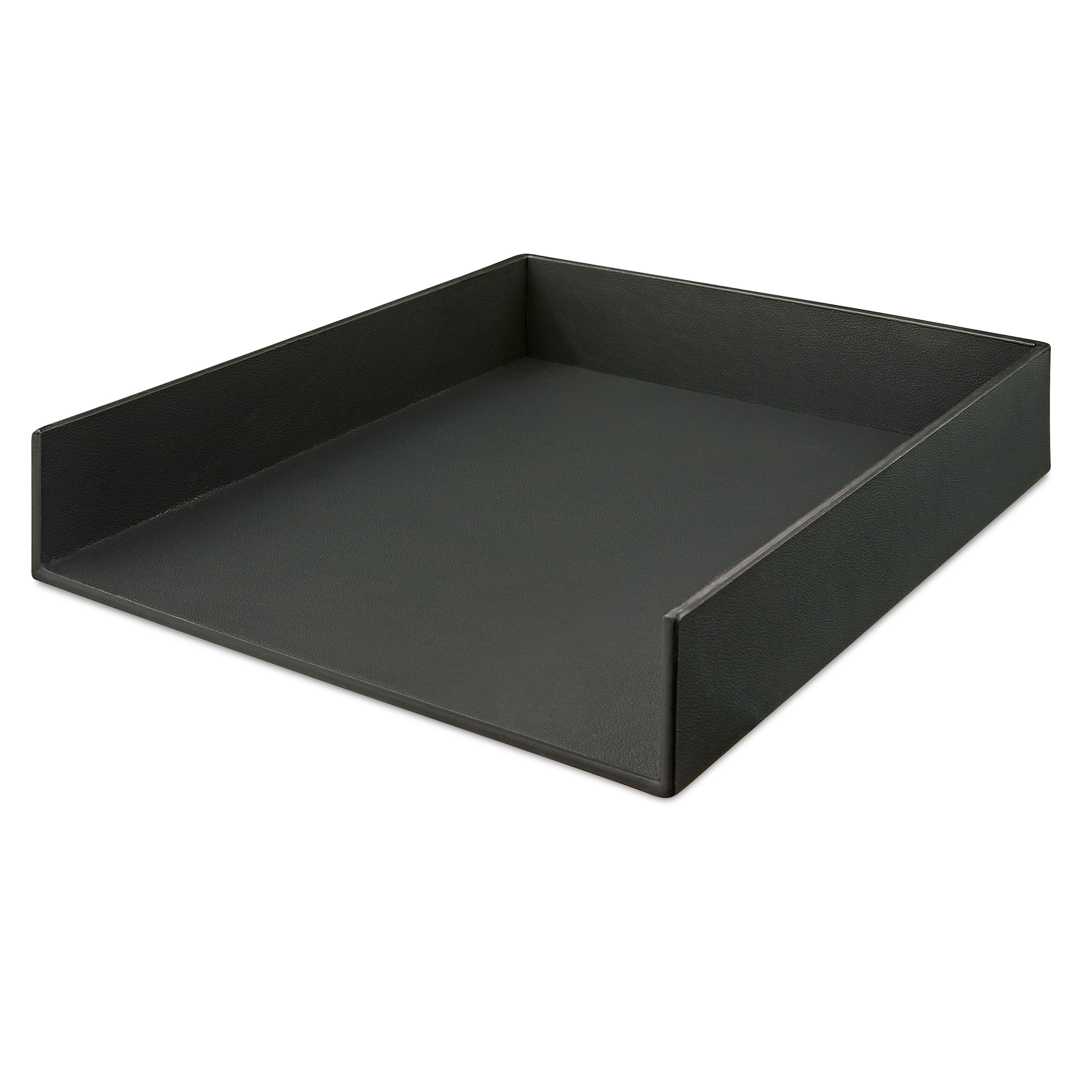 (3 pack) Pen+Gear Simulated Leather Letter Tray, 10 in x 12 in x 2 in, Rich Black