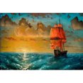 thumbnail image 1 of Diamantgemälde (DE2435), 5D-Quadrat-Sonnenuntergang-Boot-Set, Kunsthandwerk (V1191), 50 x 70 cm FLhrweasw Nuevo, 1 of 1