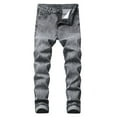 thumbnail image 5 of Jeans For Men Casual Retro Washed Straight Leg Stretch Denim Trousers Loose Summer Fall Outdoor Streetwear Pants For Men Light Gray 38, 5 of 9