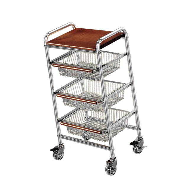 Carrito de carritos de rodillos en la rueda práctica estantería móvil de la mesa de estantería desmontable carro utilidad para el dormitorio del baño Brown 3 nivel