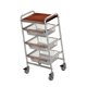 thumbnail image 1 of Carrito de carritos de rodillos en la rueda práctica estantería móvil de la mesa de estantería desmontable carro utilidad para el dormitorio del baño Brown 3 nivel, 1 of 8