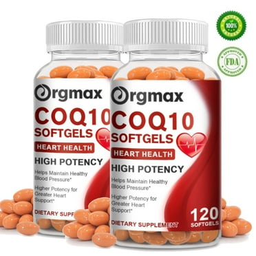 (2 Pack)Orgmax COQ10 Capsules Coenzyme Q10 300mg Softgels Supports Heart Health Supplement,120 Ct
