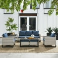 thumbnail image 2 of PARKWELL 6 Pieces Outdoor Sectional Sofa Furniture Sets - Wicker Rattan Conversation Dining Furniture Set with Cushions - Navy, 2 of 11