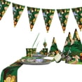 thumbnail image 3 of Suministros para fiestas de cumpleaños infantiles con diseño de animales de la jungla, sombreros, platos desechables, banderas para tirar, decoración, 3 of 3