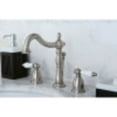 thumbnail image 2 of Kingston Brass KB1978PL Heritage Widespread Bathroom Faucet with Plastic Pop-Up, Brushed Nickel, 2 of 5