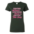 thumbnail image 1 of Wild Bobby, Fighting Cancer And Still Sexy, Breast Cancer Awareness, Women Graphic Tee, Forest Green, Large, 1 of 5
