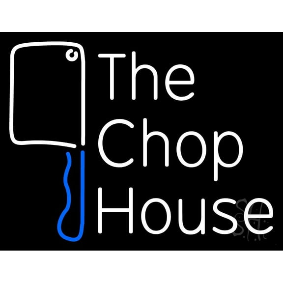 The Chophouse With Knife LED Neon Sign 15 x 19 - inches, Clear Edge Cut Acrylic Backing, with Dimmer - Bright and Premium built indoor LED Neon Sign for restaurant window and interior decor.