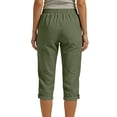 thumbnail image 4 of MLQIDK Army Green Crop Capri Pants for Women Trendy Summer Drawstring Lounge Pants Knee Length Elastic Waist Lightweight Capris Dressy Casual Crop Capris with Pockets Army Green L, 4 of 6