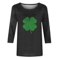 thumbnail image 4 of Meichang T-Shirt de la Saint-Patrick pour Femmes, Imprimé Trèfle Vert, Manches 3/4, Col Rond, Printemps, 4 of 5