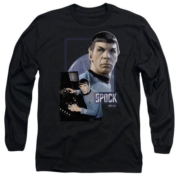 Star Trek Spock Long Sleeve Adult 18/1 T-Shirt Black
