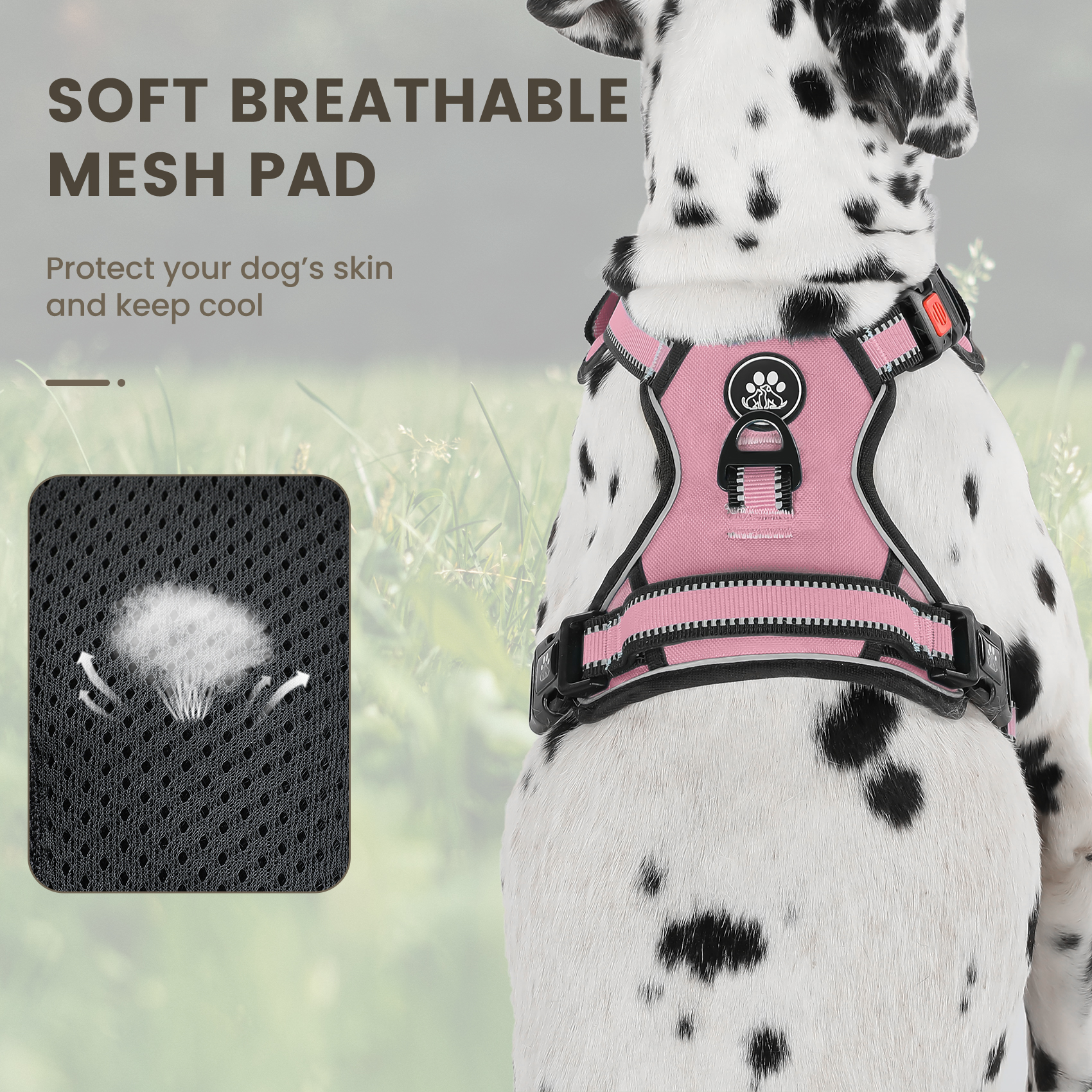 Furryfection No-Pull Dog Harness and Leash Set, Pink photo 7