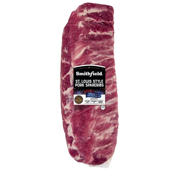 Smithfield St. Louis-Style, Pork, Spareribs, 2.1-5.1 lb (Fresh), 18 Grams of Protein per 4 oz Serving