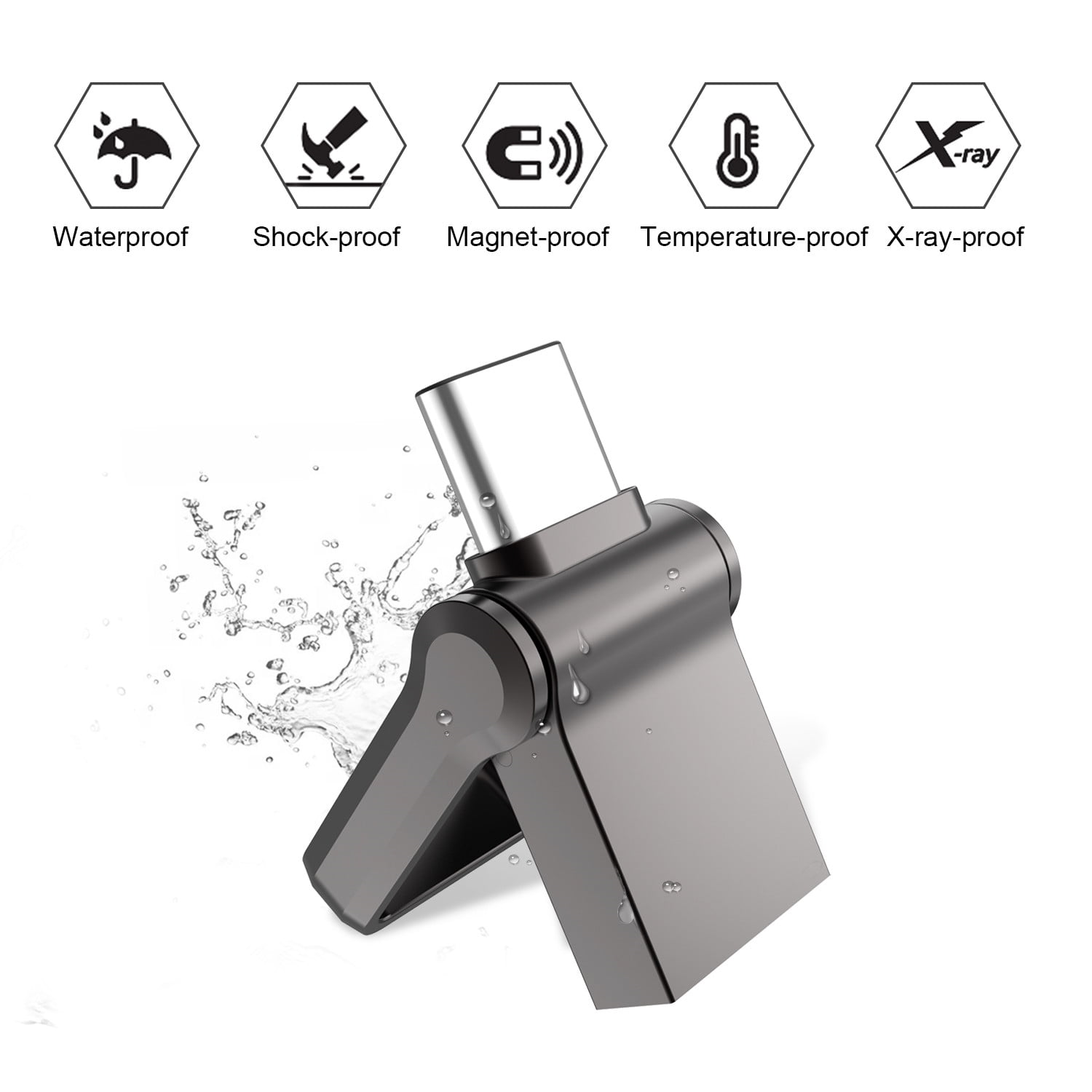 KOOTION 128GB USB 3.0 Type C Flash Drive Dual Port Thumb Drive Mini Pen Drive On the Go OTG Metal Jump Drive Memory Stick, Silver