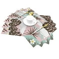 thumbnail image 2 of LNWH Pink Floral Leaf Pattern Placemats, 1 PCS Heat Resistant Washable PVC Table Mats, 18"x12", 2 of 6
