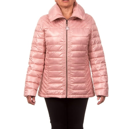 - Women's Down Blend Quilted Jacket with Convertible Collar
