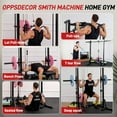 thumbnail image 3 of Hlivelood Smith Machine Power Rack with LAT-Pull Down System, Landmine, Barbell Bar, Plate Storage Pegs and More Training Attachment, Home Gym, Black, 3 of 8