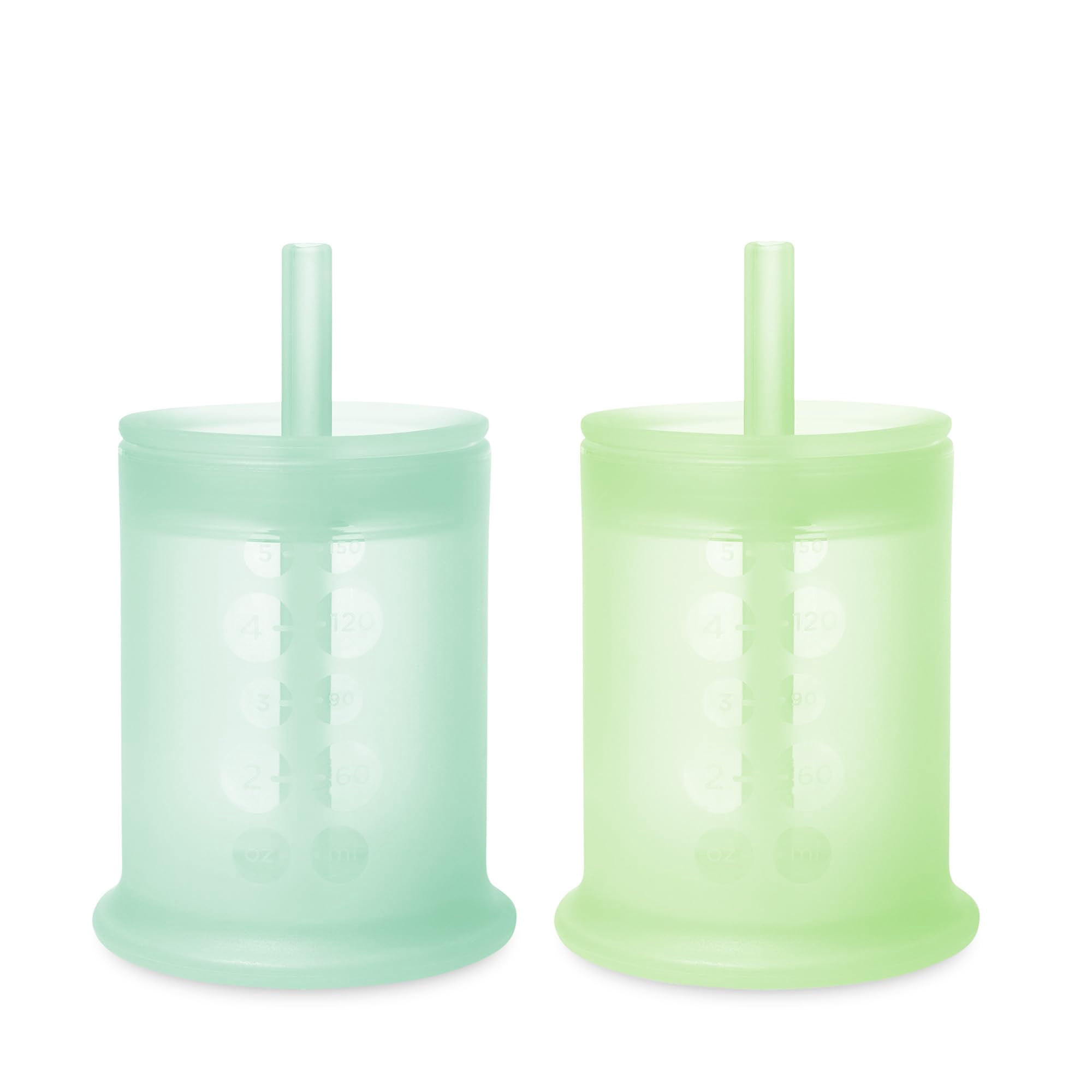 Olababy Silicone Training Cup with Straw Lid Bundle 5oz Mint + 5oz Kiwi