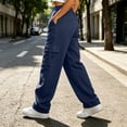 thumbnail image 6 of HAJWOH Cargo Sweatpants for Women Elastic Waist Utility Jogger Pants Outdoor Casual Sweatpant with Pockets Fall Clothes(Navy,XL), 6 of 6
