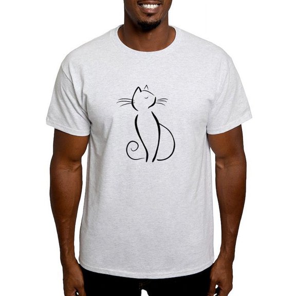 CafePress - Line Drawn Black Cat Men's Value T Shirt - Men's Classic Graphic T-Shirt