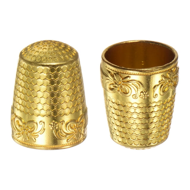 Unique Bargains Sewing Thimble Copper Sewing Thimble Finger Protector, Golden 2 Pack