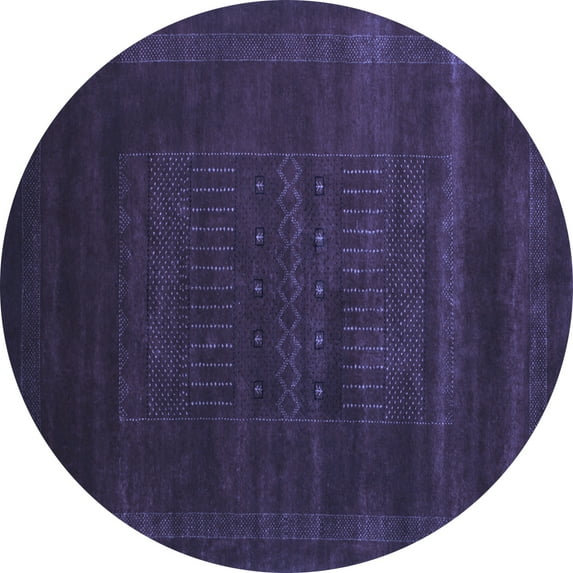 Ahgly Company Machine Washable Indoor Round Abstract Blue Contemporary Area Rugs, 4' Round