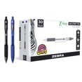 thumbnail image 1 of Zebra Pen Z-Grip Retractable Ballpoint Pen, Fine Point, 0.7mm, Black/Blue Ink, 30-Pack, Assorted, 1 of 4