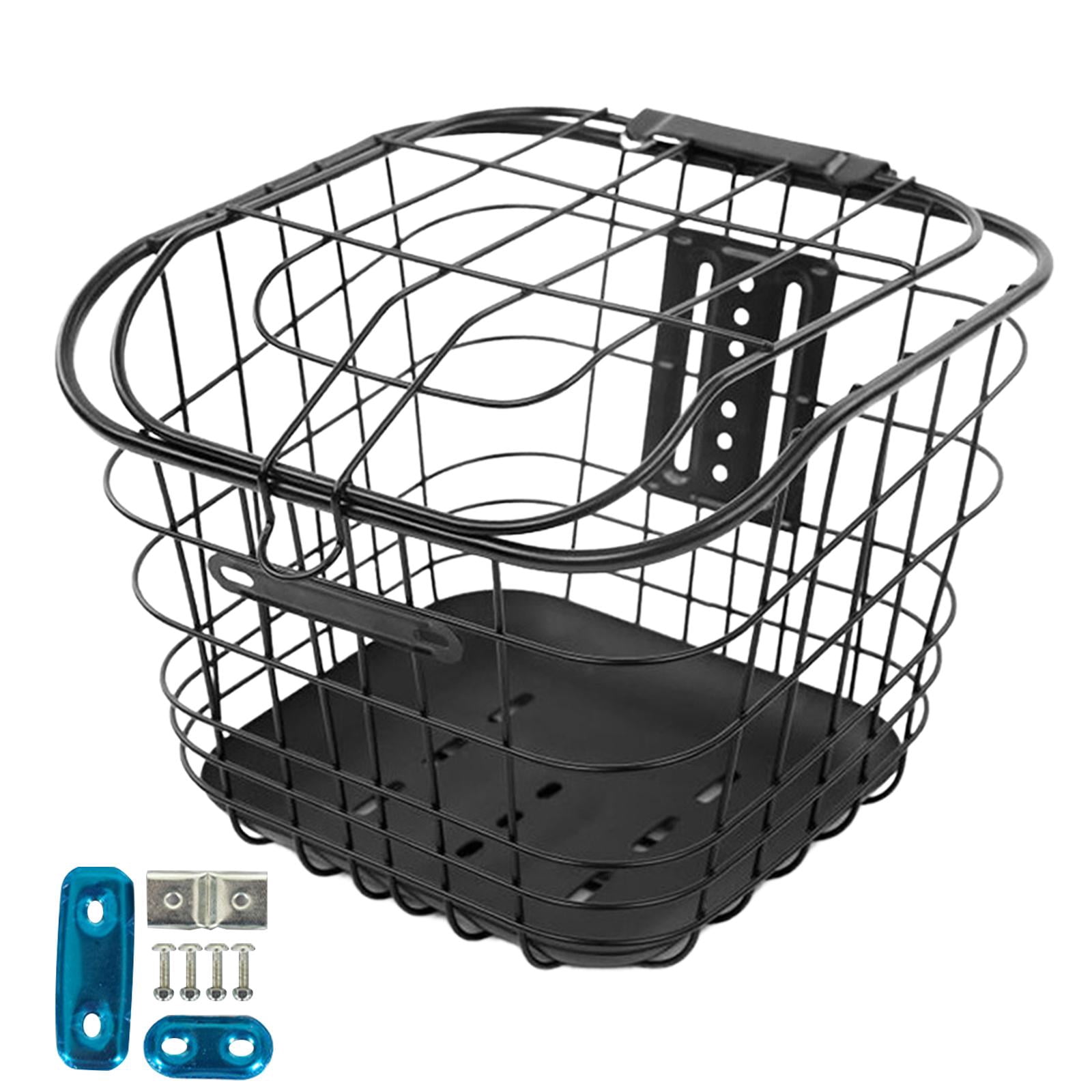Baoblaze Bicycle Basket Front Rear Black Storage Basket Portable Mountain Bike Basket With bottom plate