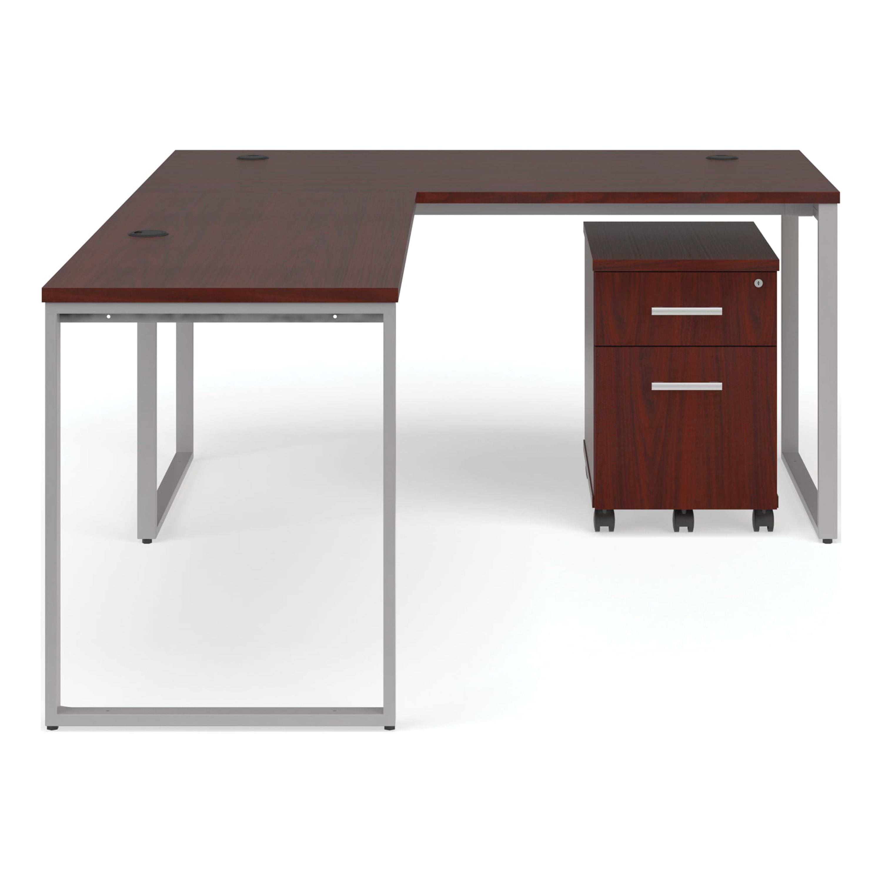 OFM Fulcrum Series Office Furniture Set, 60" Desk with Return, Filing Cabinet, in Cherry
