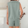 thumbnail image 3 of WAYUTE Womens 2 Piece Outfits Casual Solid Color Shorts Suit Set Everyday Comfortable Stylish Summer Outfit for Outdoor Activities, 3 of 5
