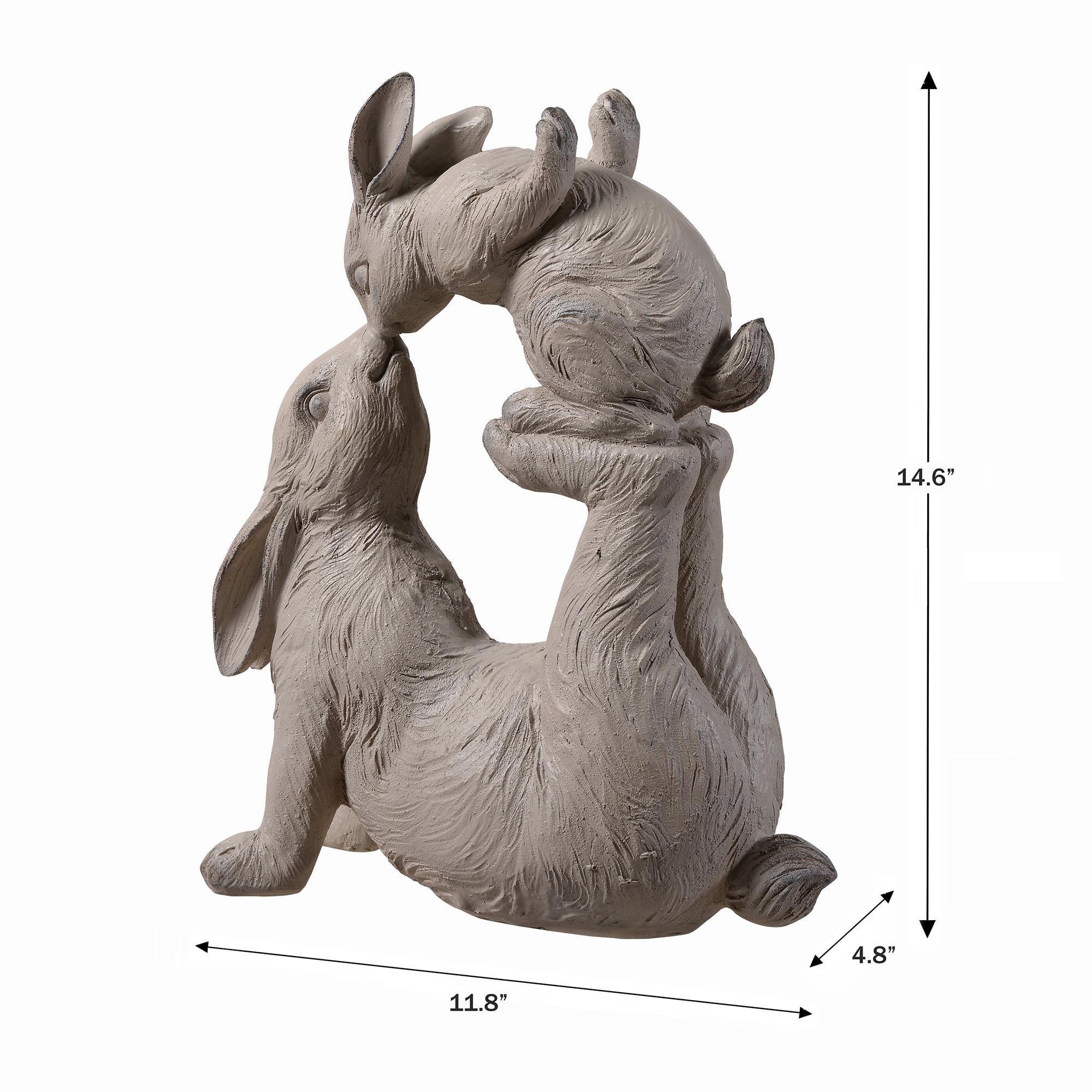 Mom & Baby Rabbits Garden Statue Bunny Yard Decor