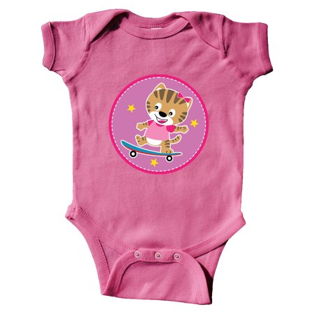 

Inktastic Skateboarding Cat Girls Skateboarder Gift Baby Girl Bodysuit