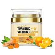 30% Vitamin C With Turmeric Glow Boosting Moisturizing, Skin Repairing & Hydrating Cream for Face, Neck, Decollete - Organic Ingredients Anti-Aging Facial Cream - 1.7 FL OZ.