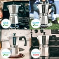 thumbnail image 6 of GROSCHE Milano Stovetop Espresso Maker Moka Pot 9 Espresso cups, Silver Cuban Coffee Maker Stove top coffee maker Moka Italian espresso greca coffee maker brewer percolator, 6 of 8