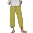 thumbnail image 2 of SELONE Womens Loose Pants Mid Waist Plus Size Lounge Pants Cropped Trouser Pants Casual Beach Pants Pull on Solid Soft Straight Leg Lightweight Comfy Yellow 3XL Breathable Summer Clothes, 2 of 5