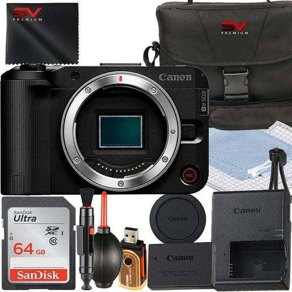 Canon EOS R50 V Mirrorless Camera (Body Only) with SanDisk 64GB Memory Card   Case   SV Premium Accessory Bundle (International Version)