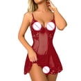 thumbnail image 2 of Gibobby Ropa interior mujer Lenceria Sexy para Mujer Transparente Ropa Interior Lenceria Vestidos de Mujer Sexis Bralette y Tanga Conjunto Interior Mujer(Rojo, G), 2 of 5
