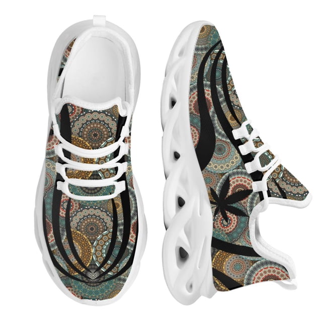 Zapatillas deportivas de marca para mujer, diseño moderno de hojas de marihuana, zapatos femeninos con estampado 3D, ligeros, con cordones y planos.