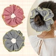 thumbnail image 4 of YooGuoGuo 2-Piece Lattice Ruffles Large Scrunchies for Women Girls, Cute Big Hair Ties No Damage Hair Accessories, Elastic Hair Bands for Hair Bun Ponytail (Black & Red), 4 of 7