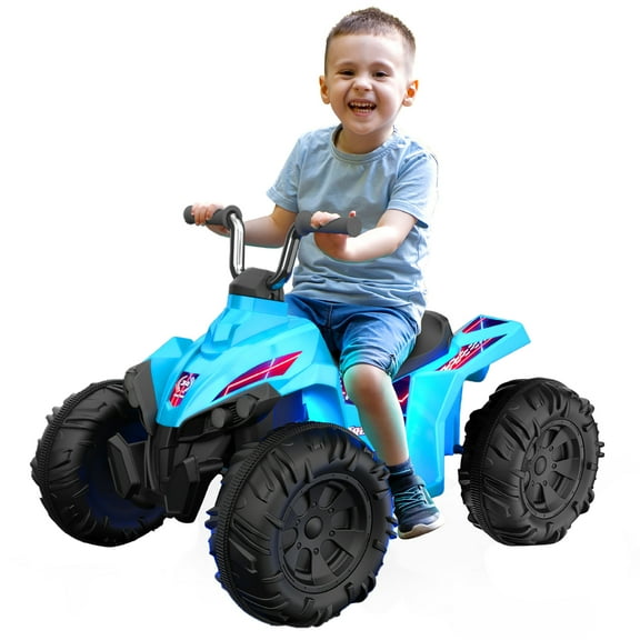 Kid Trax 12V Glow ATV Ride-On Toy, Blue, with LED Lights, Rechargeable Battery, Ages 3–6