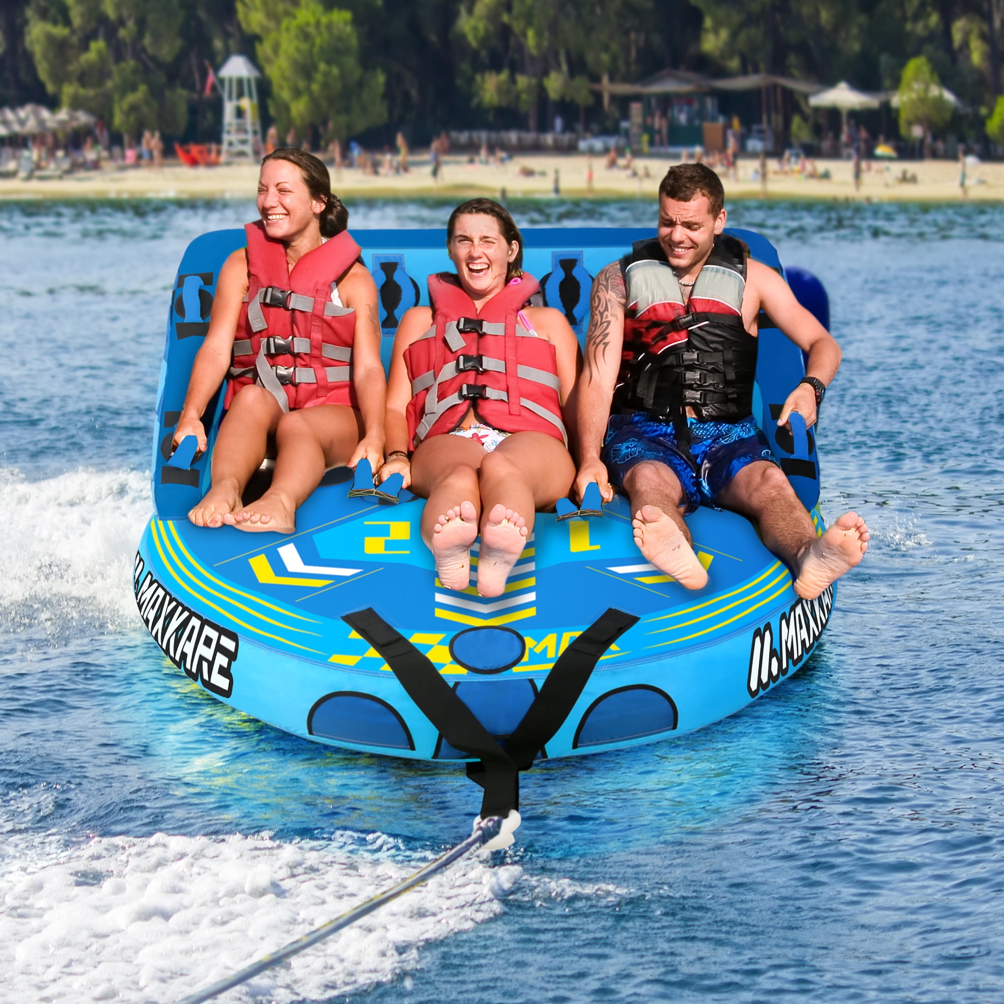 Maxkare 3 Person Inflatable Towable Tube for Boating Philippines | Ubuy