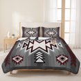 thumbnail image 3 of Twin XL Quilt Set 68''x98'', Red Gray Lightweight Bedspread Coverlet Set with 2 Pillow Shams, Southwest Retro Ethnic AztecTexture Bohemian Breathable All Season Quilt Bedding for Dorm/Guest Room, 3 of 9
