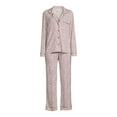 thumbnail image 5 of Sealy Women’s Long Sleeve Notch Collar Top and Pants Sleepwear Set, 2-Piece, 5 of 5