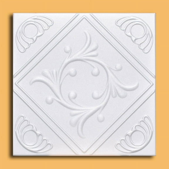White Styrofoam Decorative Ceiling Tile Anet (Case of 40 Tiles) - same as Diamond Wreath and R02