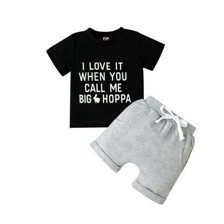 

adviicd Baby Boys Clothing Sets Boys Athletic Graphic Crewneck T Shirt Short Seeve Top and Shorts Gym Set Black 6-12 Months