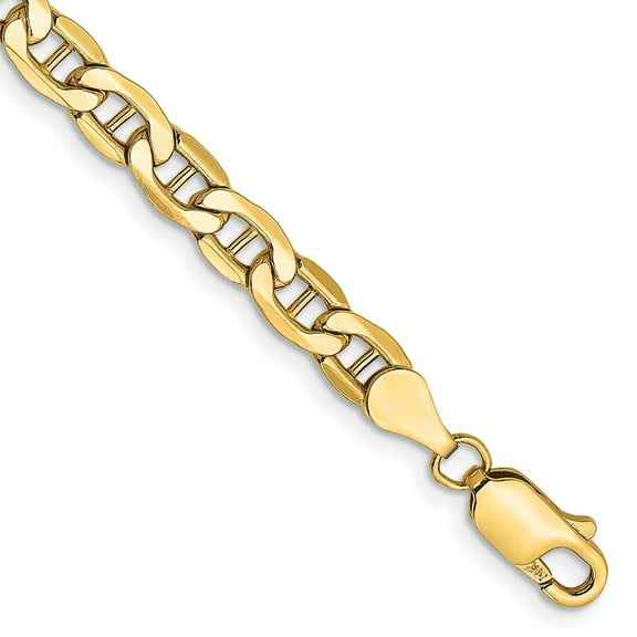 Auriga Fine Jewelry 10K Yellow Gold 4.75mm Semi-Solid Anchor 7" Chain Bracelet for Women