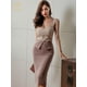 thumbnail image 4 of H Han Queen-vestido de tubo de encaje sin tirantes para mujer, traje Sexy con cuello en V, sin mangas, Vintage, para fiesta y Club, 4 of 4