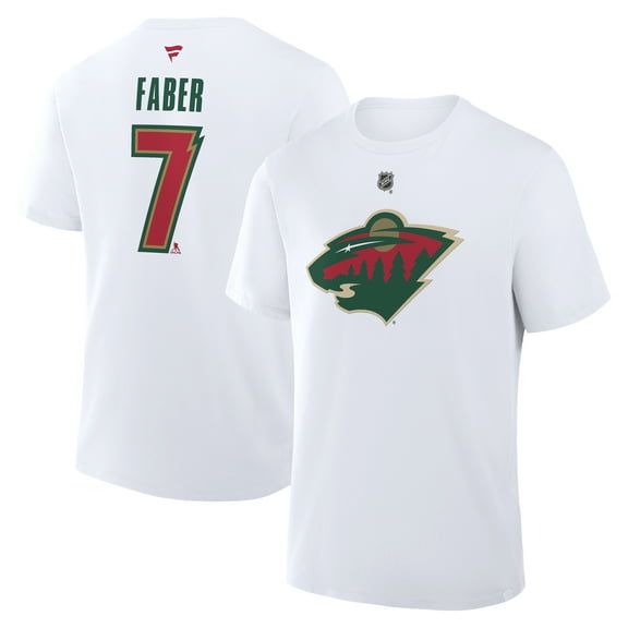 Men's Fanatics Brock Faber White Minnesota Wild Authentic Stack Name & Number T-Shirt