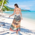 thumbnail image 7 of FORMRS Womens Long Sarong Beach Wrap Semi-Sheer Bikini Skirt Bathing Swimsuit Cover Up, Abstract Wavy Landscape, 7 of 7