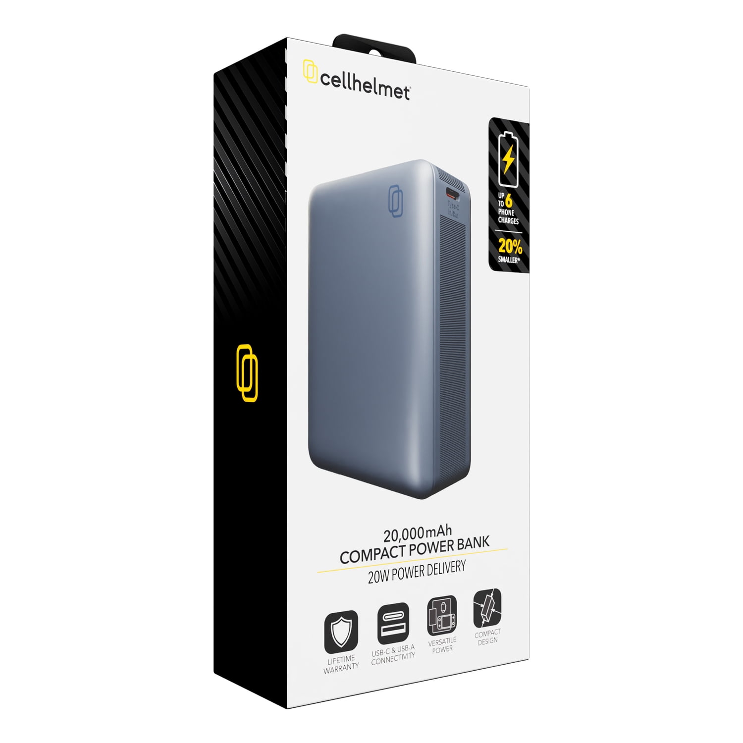 cellhelmet 20,000-mAh Portable USB-C and USB-A Power Bank with 22.5-Watt Charging, PP-224, PP-224